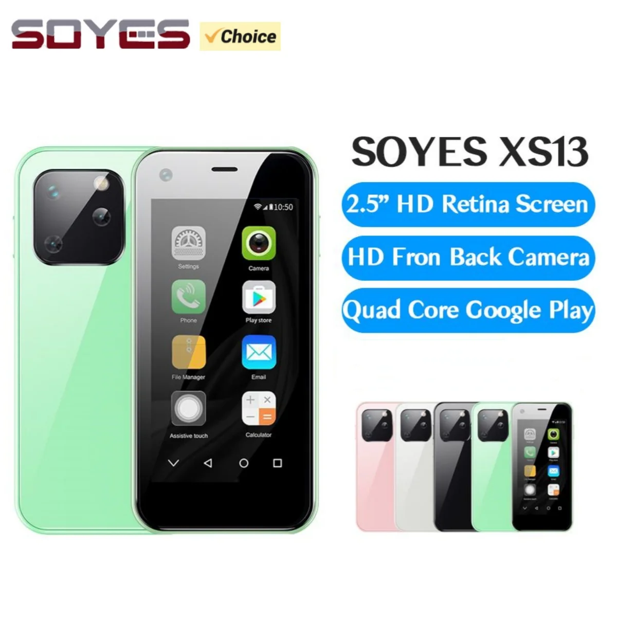 SOYES XS13 Android Mini Smartphone 2.5inch MTK Quad Core 2GB RAM 16GB ROM 5MP Camera Dual SIM Dual Standby 3G Pocket Card Phone