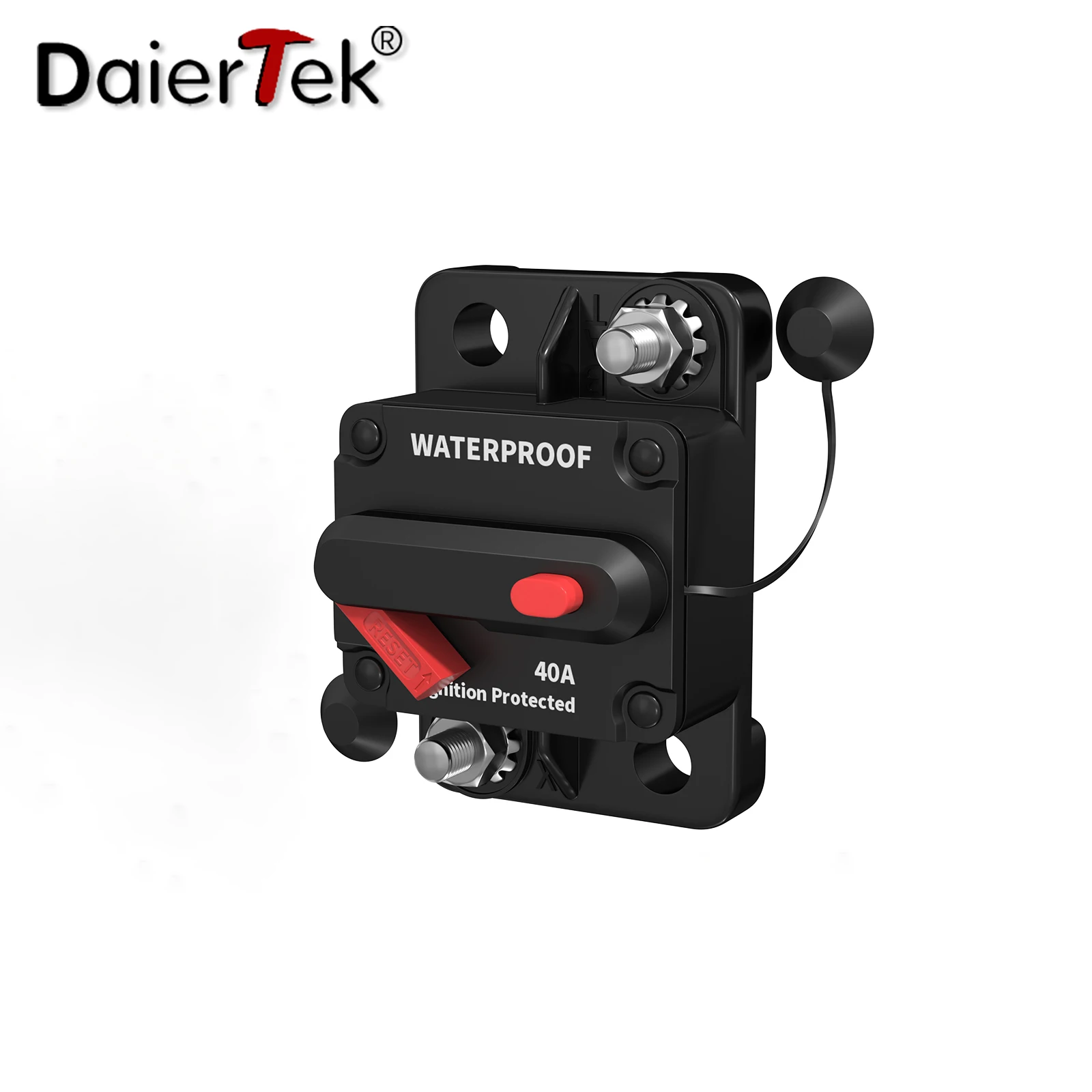 DaierTek 40 Ampere Marine-Leistungsschalter, 12 V DC, wasserdicht, manueller Reset, 40 A, Inline-Leistungsschalter für Auto, LKW, Wohnmobil, Boot