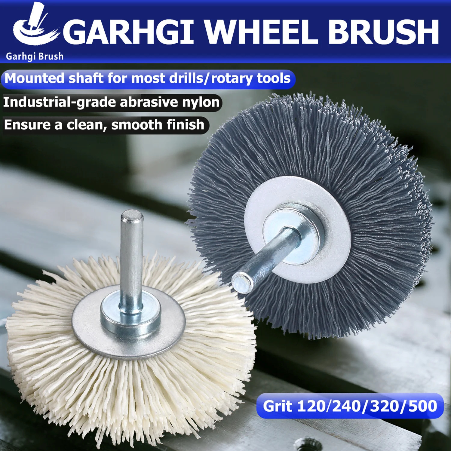 320Grit Nylon Draht Rad Pinsel Polieren Farbe Streifen Skala Rost Reinigung Weichere Metalle Aluminium Bohrer CNC Maschine Werkzeug Zubehör – Detail 3