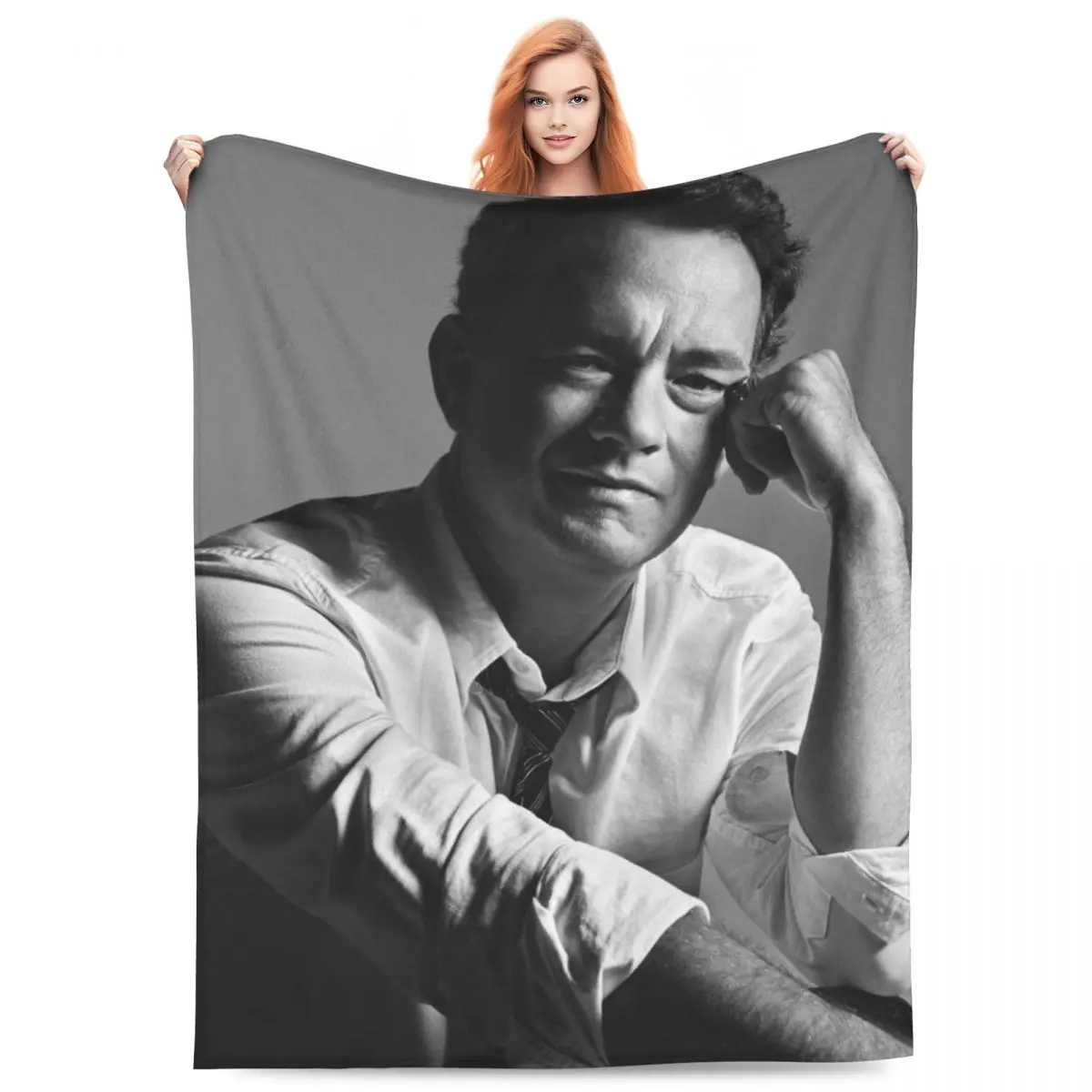 T-Tom Hanks Blankets Actor Camping Flannel Throw Blanket Warm Soft Living Room Custom Bedspread Birthday Present