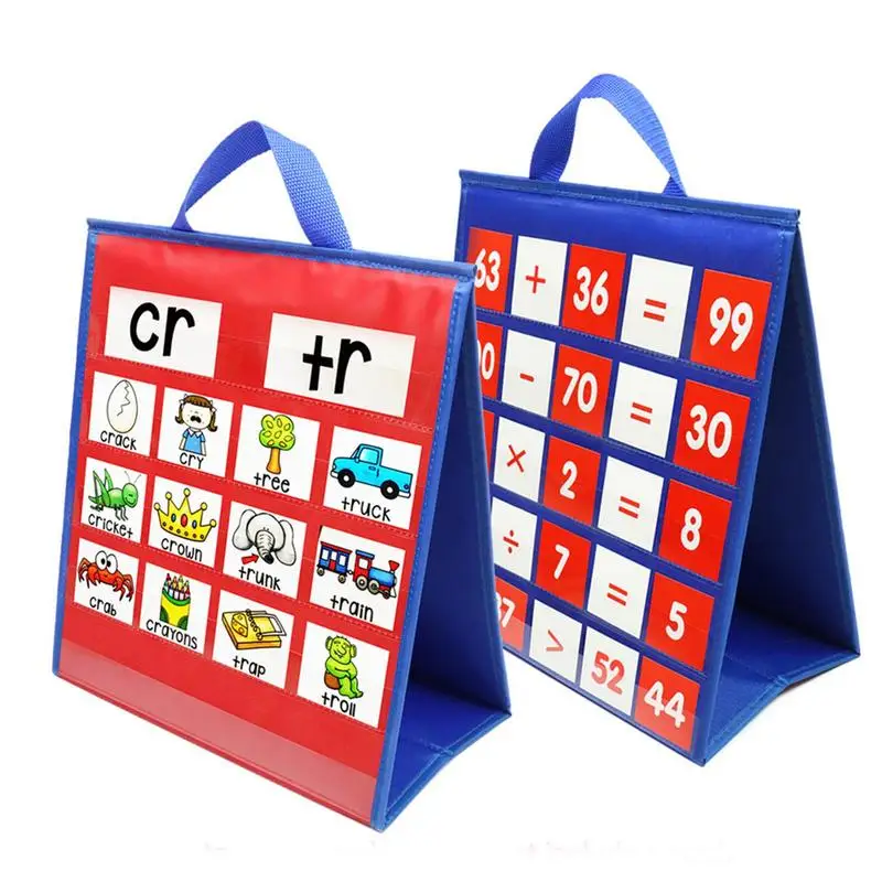 

Desktop Pocket Chart Two Sided Small Group Management Pocket Chart Self-Standing Teaching Pocket Chart With 10 Slot Pockets For