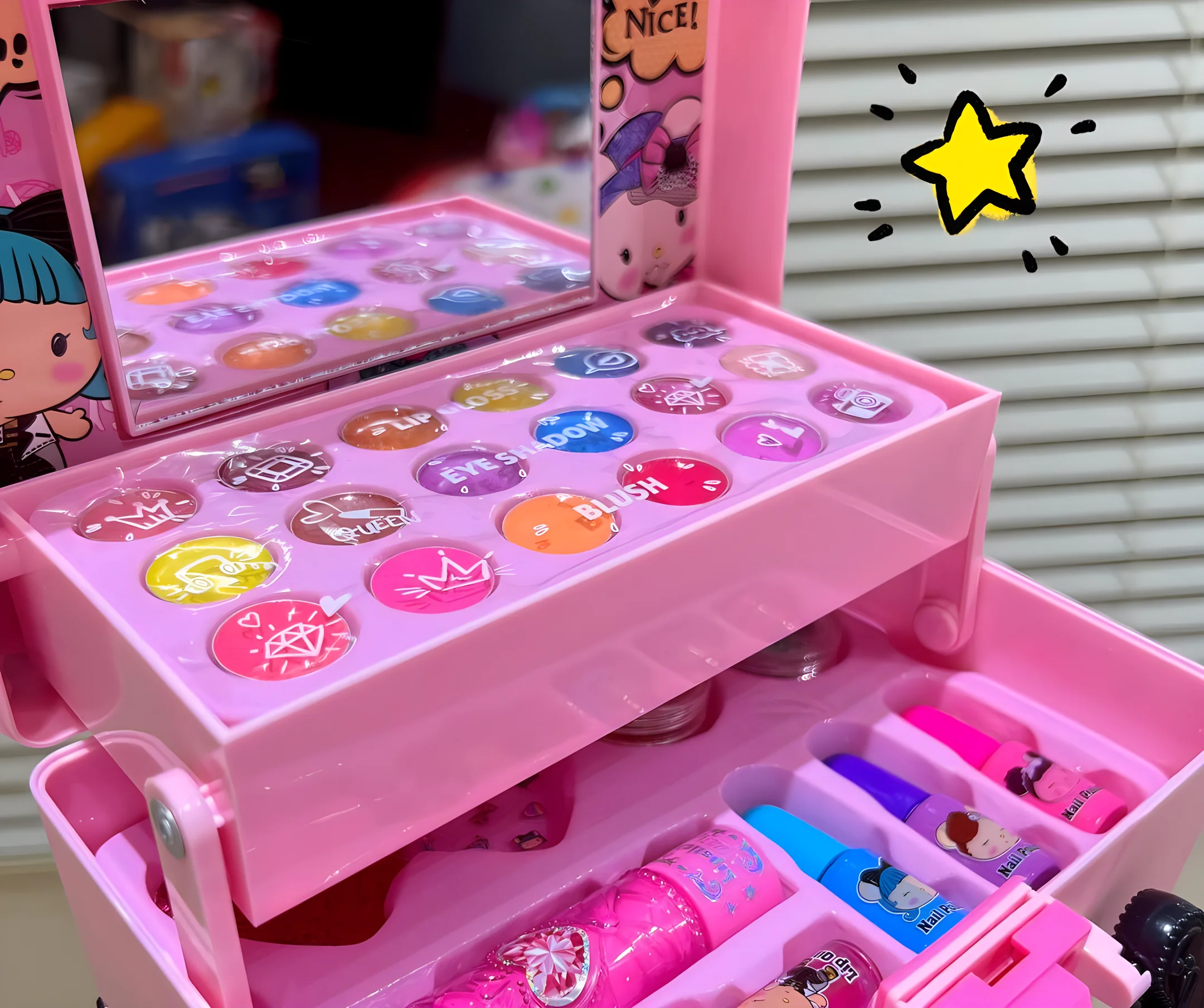 Kids Cosmetic Kit Toys Girls Real Makeup Kit Safe Non Toxic Princess Play Makeup Set Pretend Play Make Up Children Toys Gifts 4