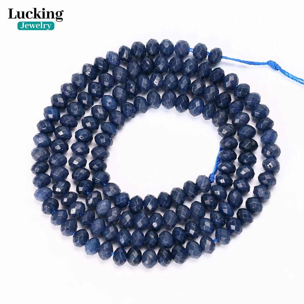 Natural Sapphire Beads 3x4mm Rondelle Faceted Beads for Jewelry Making, Healing Energy Stone Bracelet Necklace 5
