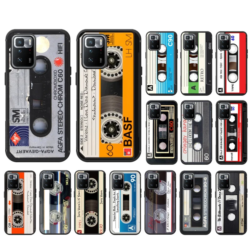 Custodia Per Telefono Per Xiaomi Redmi Note 12 Pro 11S 11 10 Pro 10S Redmi Note 12S Redmi 10 9 9C Retro Vintage Old Cassette Tape Case