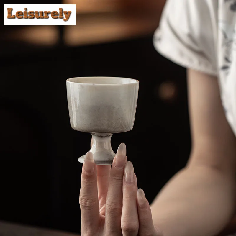 100ml Ink Painting High Foot Teacup Boutique Tea Bowl Cup For Tea Tea-tasting Smelling Cup Chazhan Master Cups Drinkware Craft