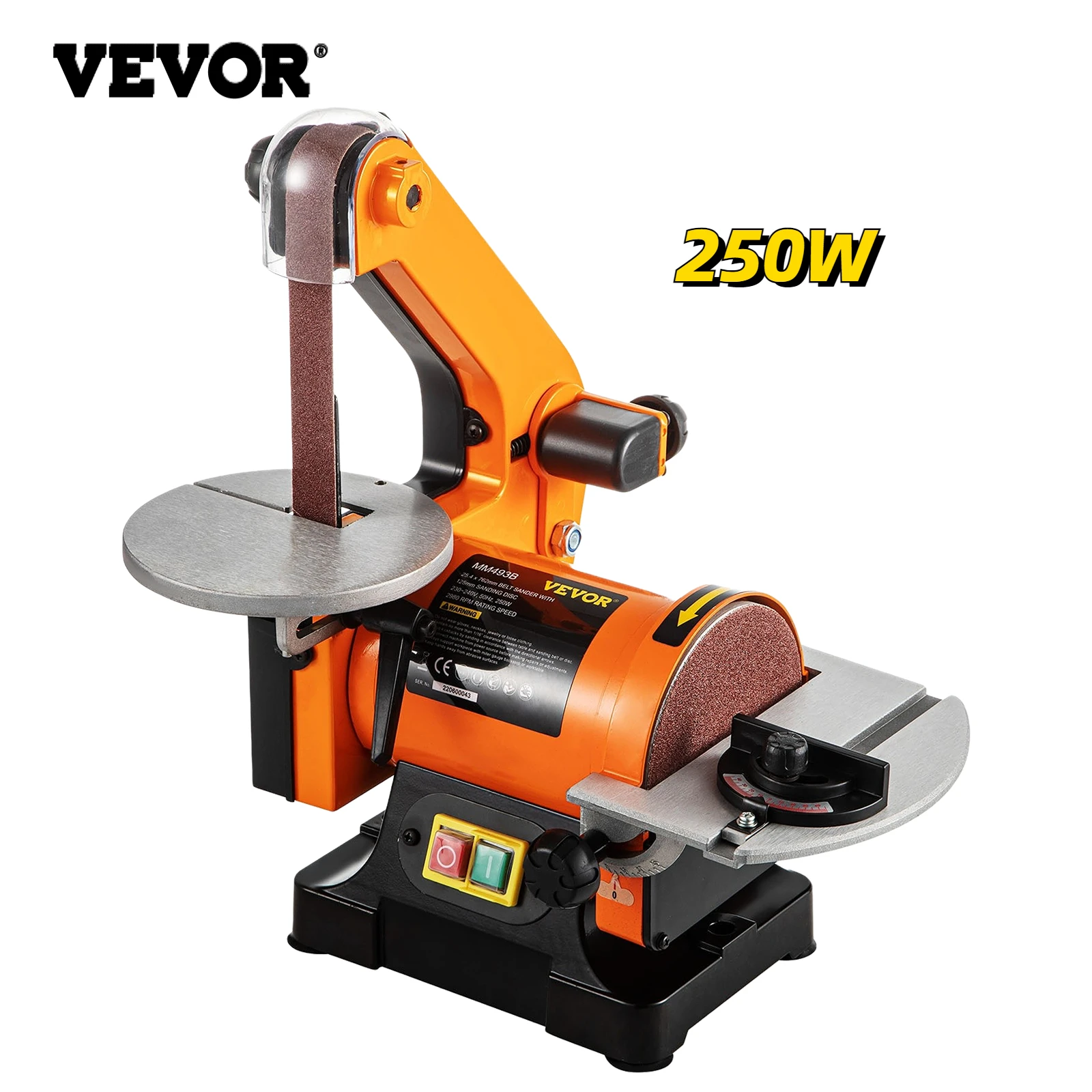 VEVOR 250W Electric Disc Belt Sander Mini Table 5in Fixed Angle Sharpener Abrasive Cutting Edge
