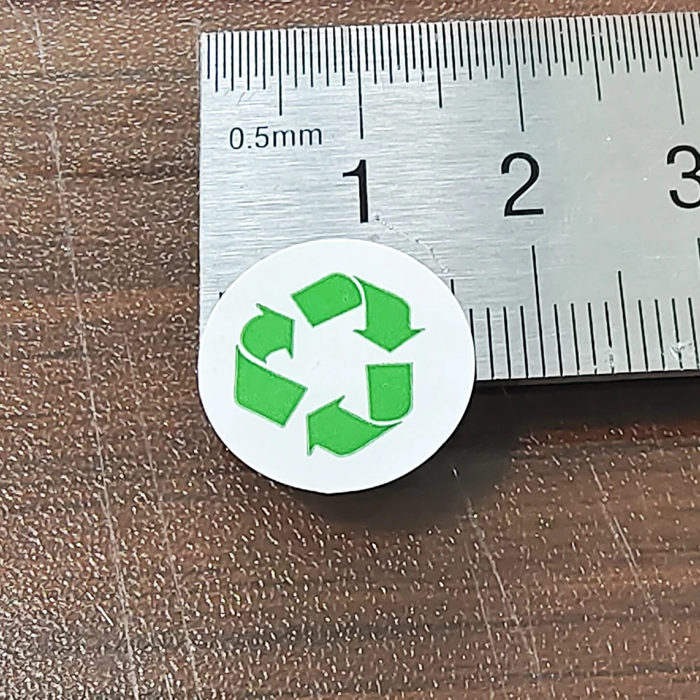 1000pcs Recycle Logo Label Art Paper Sticker for Recyclable Environmental Friendly Products Green Color Round Factory Tag