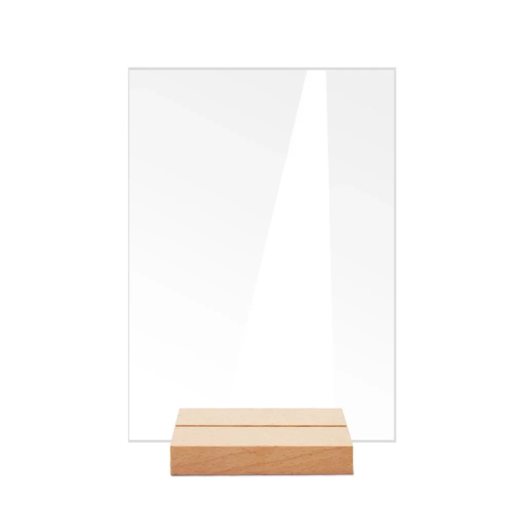 Elegant Clear Acrylic Wedding Table Number Sign with Wooden Stand