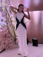 Lace Cut Out Maxi Dresse for Women Elegant Patchwork Backless O-Neck Slim Split Long Dress Female Party Club Grown Prom Vestidos - Image 4