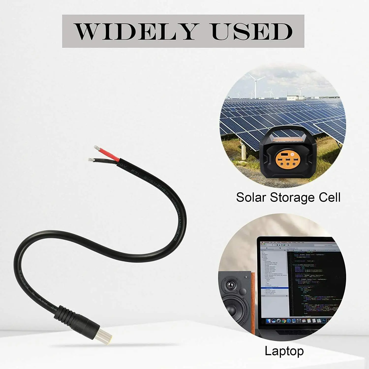 solar, laptop, 16awg, 30cm 1 pés, 2 peças