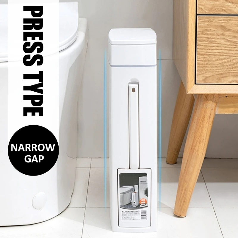 

Y1UB Trash Can with Toilet Brush Holder Rectangular Modern Waste Can Bathroom