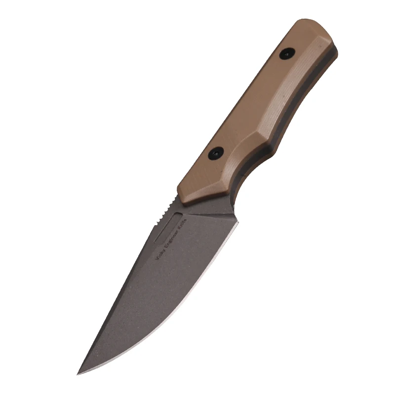 CIVIVI M2 Spare fixed blade knife with Kydex sheath belt clip, tan G10 handle (7.8 cm satin D2) 5