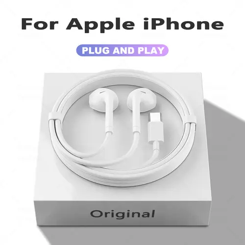 Original Wired Earphones For Apple iPhone 17 16 15 14 13 12 11 Pro Max iPad In-Ear Earbuds For Lightning USB-C 3.5mm Headphones