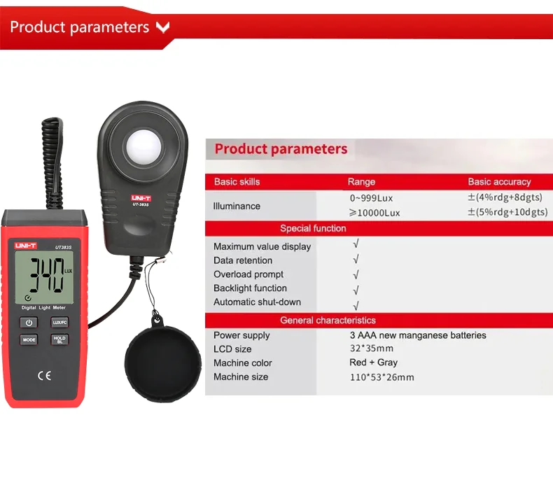 Description Picture 4 of itemUNI-T Digital Anemometer UT363S 0.4~30m/s Wind Speed Sensor Meters Temperature Tester Measuring Instruments