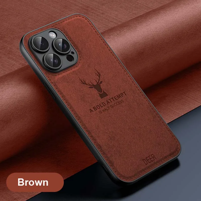 thumbnail image 1 of Luxury Leather Deer Head Phone Case For iPhone 15 14 Plus 13 12 Mini 11 Pro Max 7 8 6 6S Plus SE Shockproof Soft Silicone Cover, 1 of 5