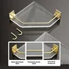 Acrylic Bathroom Shelf without Drilling Gold Rustproof Kitchen Toilet Shower Room Skincare Shampoo Corner Shelf Rack with Hook 6