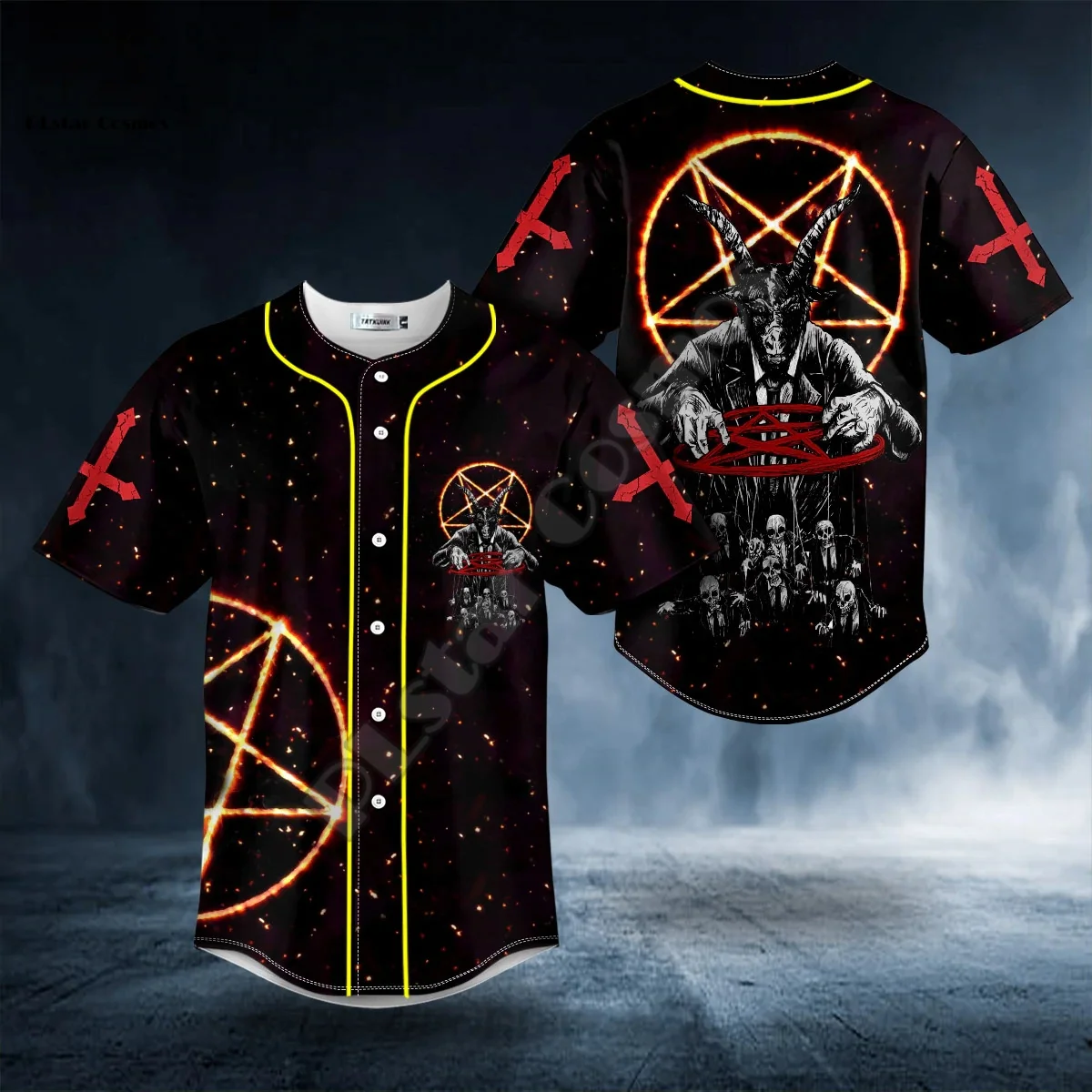 Name Reaper Ghost Gothic Skull Graffiti Flame Retro Tattoo 3DPrint Unisex Summer Baseball Shirts Jersey Short Sleeves A1
