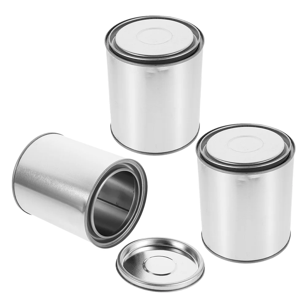 3 Pcs Sealed Paint Bucket Metal Storage Containers for Garages Drum Can Cans Iron