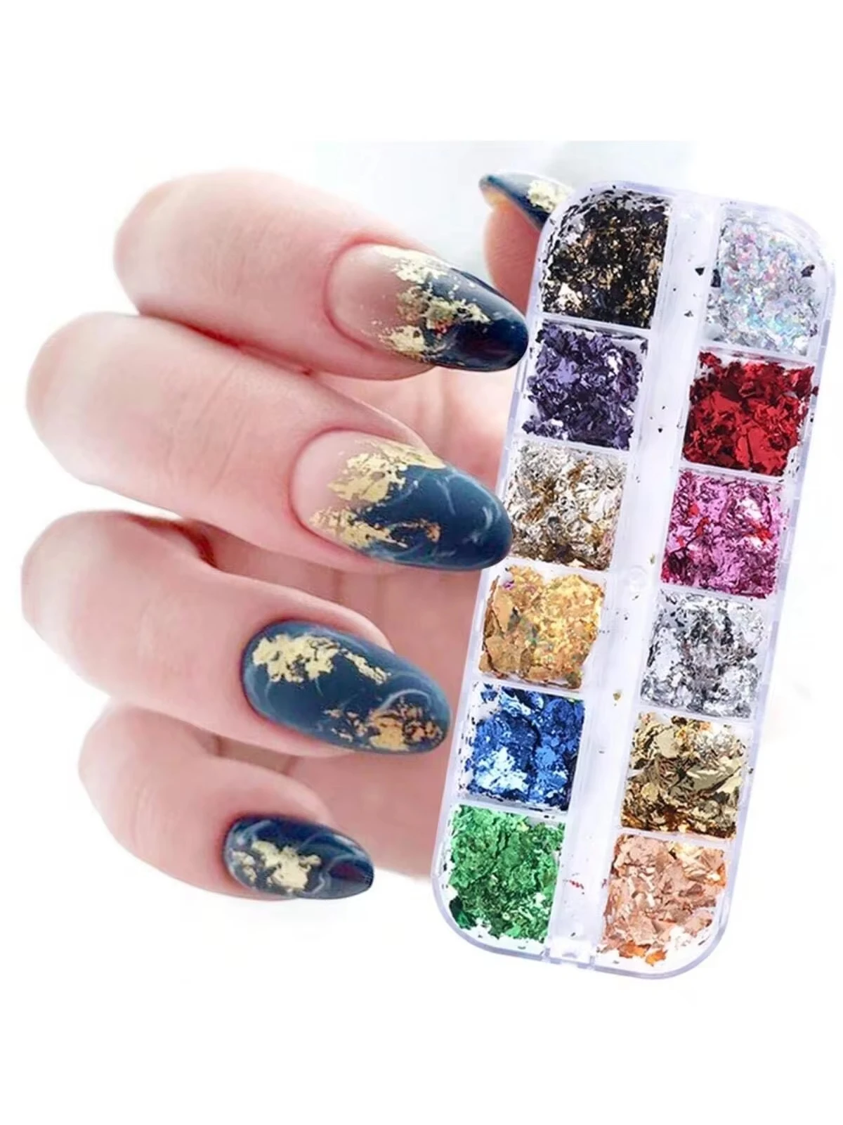 Nail Art Decoration 12 Color Foils Glitter Aluminum Flakes Chip 1 Box