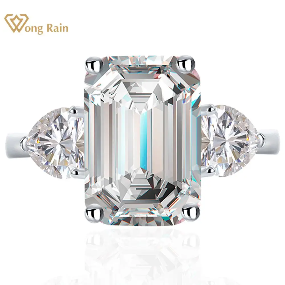 

Wong Rain 925 Sterling Silver Emerald Cut 8*12MM Lab Sapphire Citrine Gemstone Engagement Jewelry Cocktail Party Ring For Women