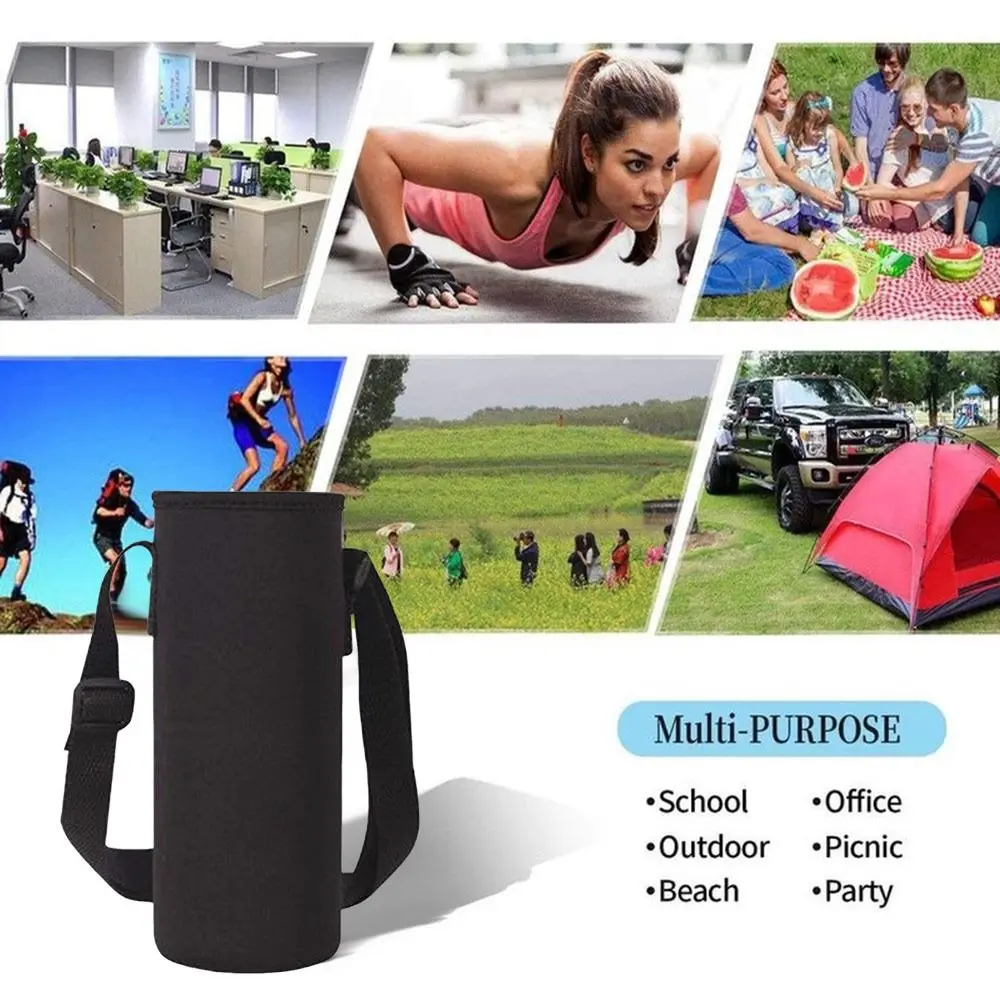 Insulated Water Bottle Cover with Shoulder Strap and Non-Slip Sleeve (600-1500ML)