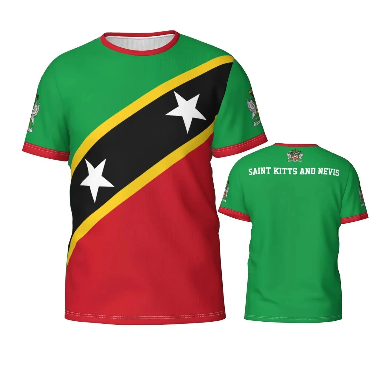 Saint Kitts und Nevis Fußball-Trikot-T-Shirt, modisches Flaggen-Abzeichen, grafische T-Shirts für Männer und Frauen, Sport, kurzärmelige Fußballuniform