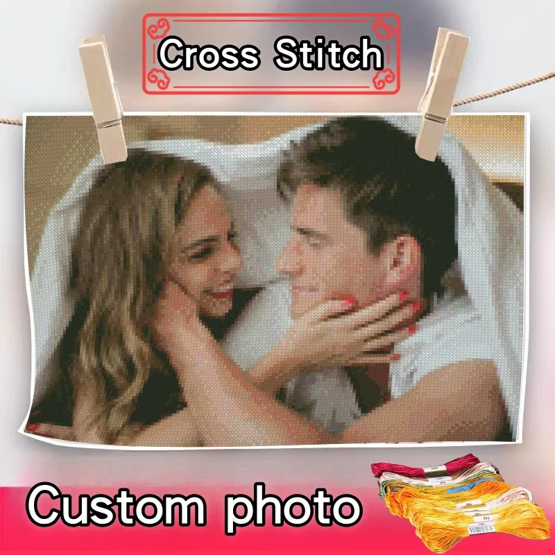 Cross Stitch Photo Embroidery Kits 11CT Cotton/Silk Thread Own Picture Painting DIY Needlework Rough Lework Printed Canva