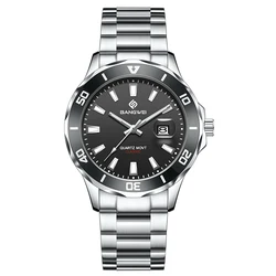 LIGE Luxury Men's Luminous Waterproof Business Watch with Calendar Quartz Movement (Silver black)