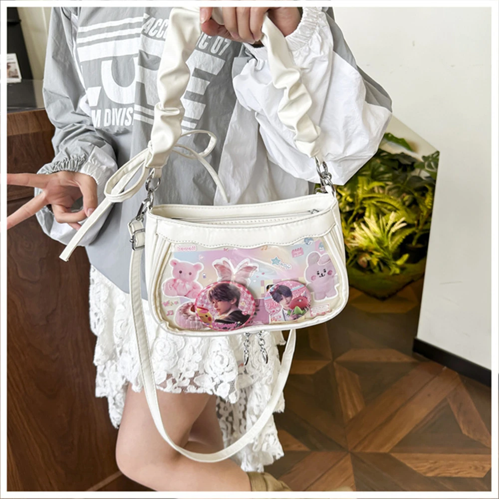 Sweet Cute Casual Underarm Folds Transparent Itabag Japanese JK Shoulder Bag Bolso Commuter Crossbody Shopping Bags Handbags