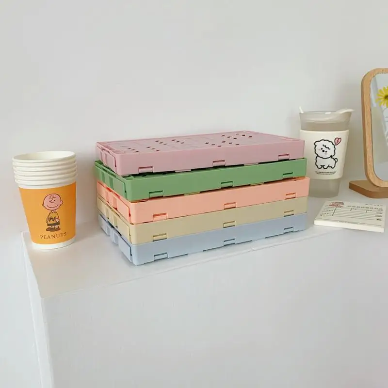 2/1PC Mini Plastic Stackable Foldable Stationary Holder Student Office Desktop Storage Stationery Organizer Tool pen holder stationery organizer