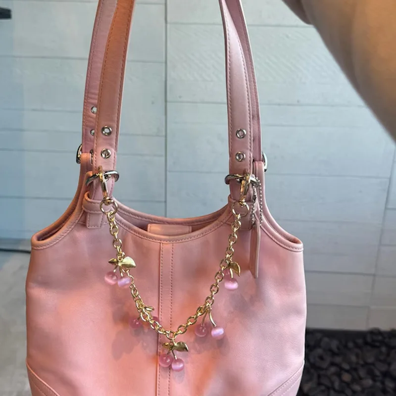 Pink Cherry Bag Charm Strawberry Pendants For Bags Fashionable Women\'s Keychain Accessories Gift_voghion.com