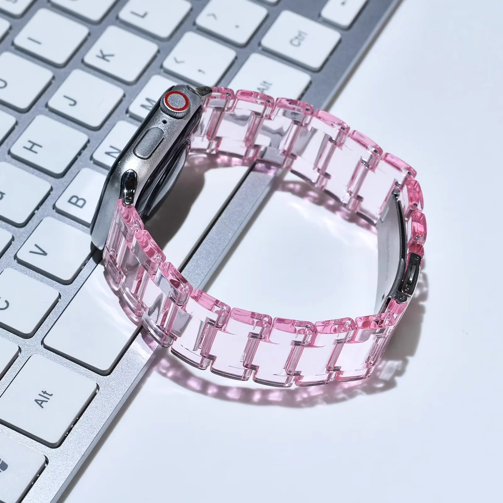 Rainbow Clear Resin Lightweight Wristband Strap Bracelet