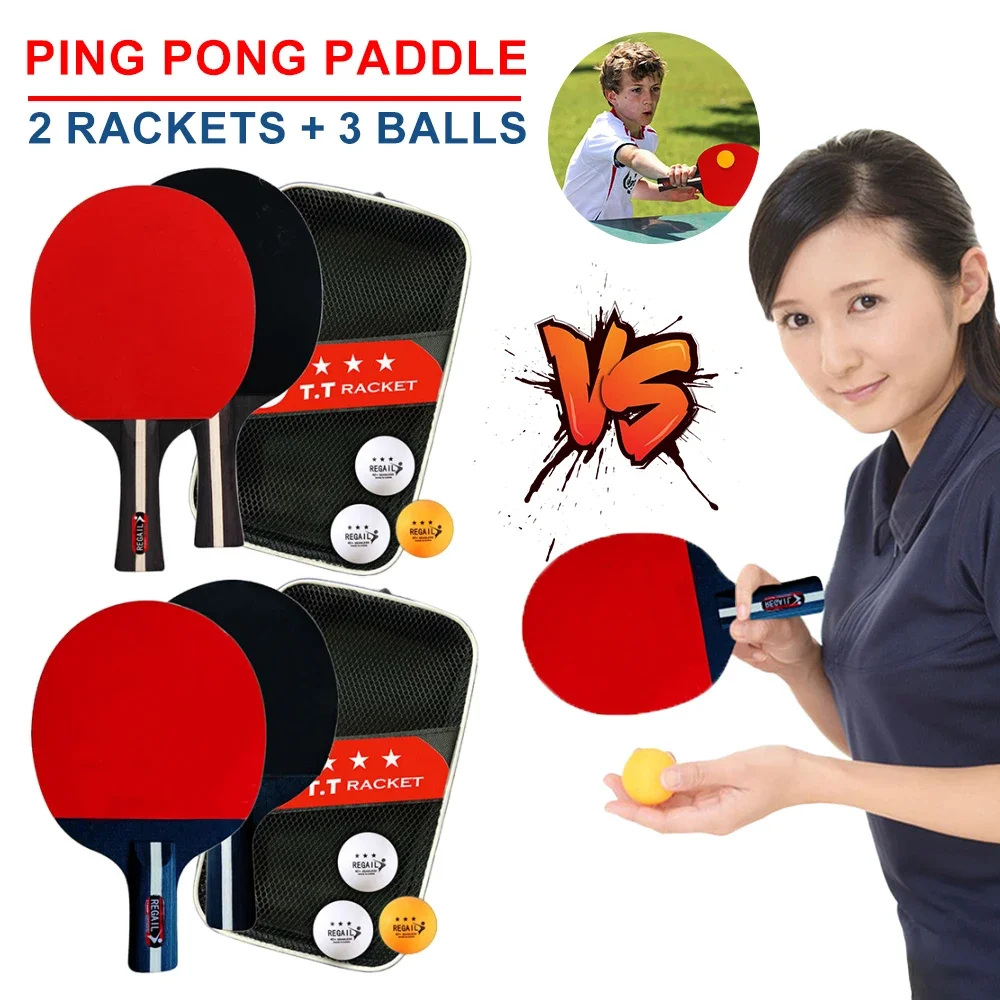 Description Picture 5 of itemTable Tennis Racket 2 Rackets & 3 Balls Ping Pong Paddles Set Professional 2 Player Ping Pong Set for Beginners Training Game