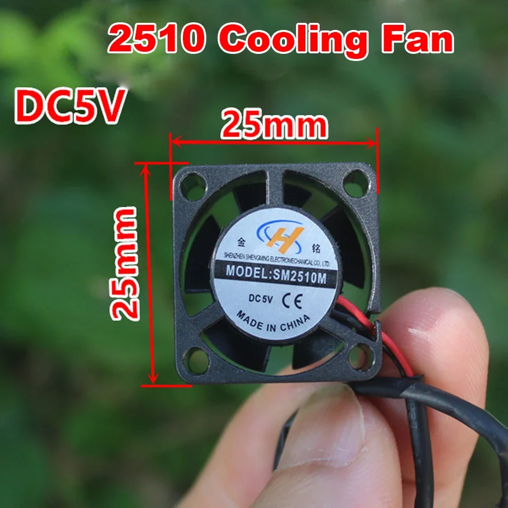 Mini Cooling Fan 2510 Brushless Fan DC 3.7V-8V Mute High Large Air Volume Black Micro Tiny 2510 Max Airflow Rate