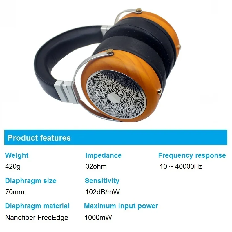 high fidelity headset 32ohm hifi headphone 70mm driver with dual magnet compliance bio technology diaphragm open type shell