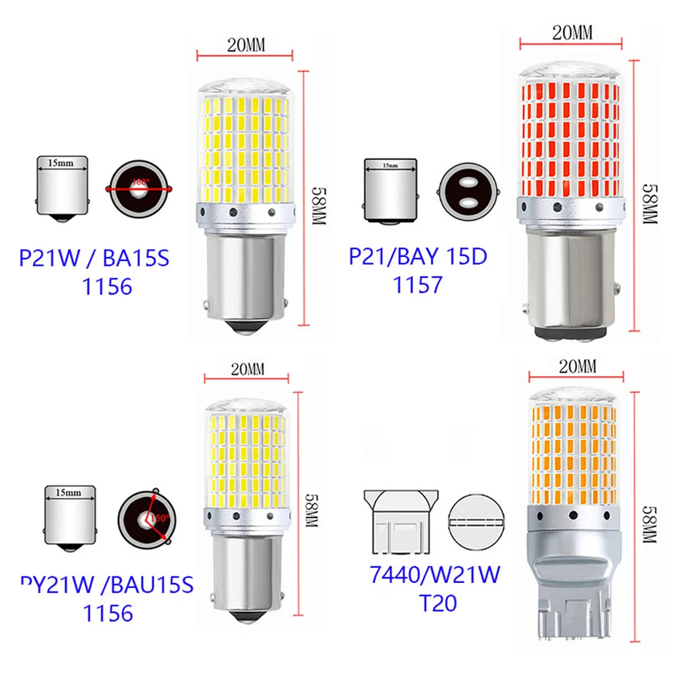 �ڵ��� ���� ���õ� LED CanBus �극��ũ ����, ���� ����, 144smd, 1156 PY21W BAU 15S BA 15S 1157 P21/BAY15D T20 7440/W21W, 1 ��