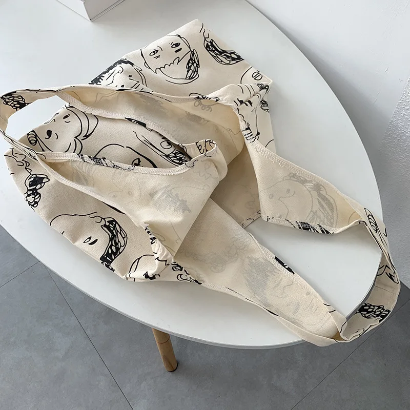 Large Tote Kawaii for Women Canvas Shoulder Bag Books Shopping Bags Students Cotton Cloth Handbags