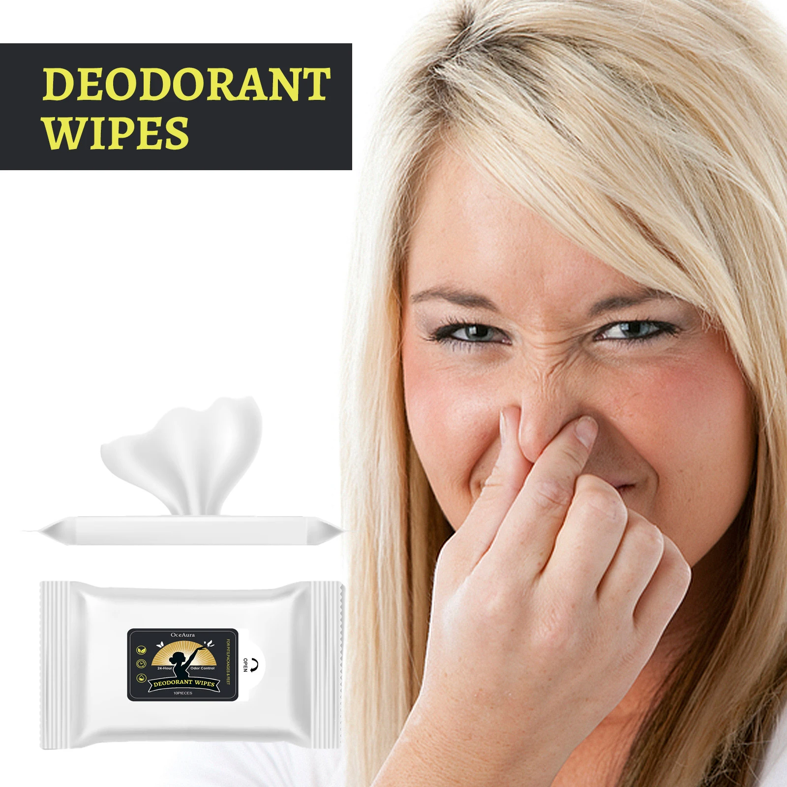 OceAura Odor-Eliminating Wet Wipes - Gentle Cleansing Wipes for Post-Exercise Sweating, Body Wiping, Odor Removal & Fresh Scent