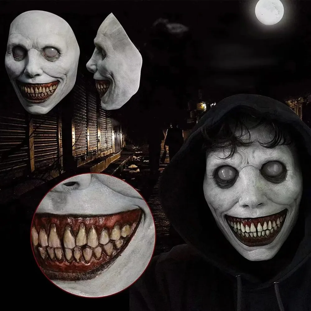 Creepy White Halloween Horror Mask Smiling Demons Cosplay