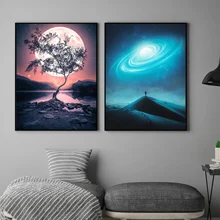 

Modern Simple Art Posters Home Decor Starry Sky Moon Light Picture Wall Art Canvas Painting for Living Room Design