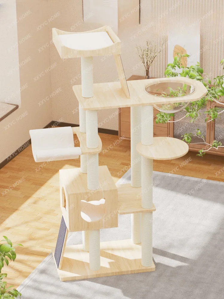Solid Wood Cat Climbing Rack Sisal Rack Large Integrated VillaNest Does Not Cover Space Capsule Tower Tree