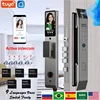 Tuya APP, Smart Life APP, Voice Control Intercom Smart Lock, 3D Face Recognition, Fingerprint Password Smart  Door Lock With Camera