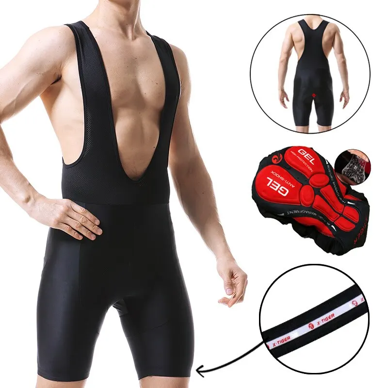 Cycling bib shorts X-TIGER Men Bicycle Bib Shorts Outdoor Wear Bike Cycling 5D Coolmax Gel Padded Riding Bib Shorts