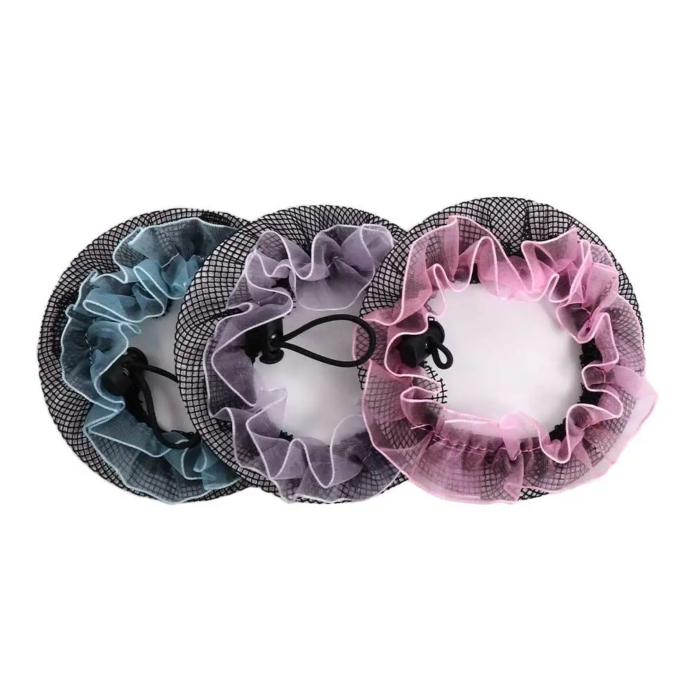Description Picture 6 of itemHair Rope Rings Elegant Elastic Lace Adjustable Hollow Hair Holder Girls Drawstring Snoods Ponytail Holder Ballet Bun Hair Nets
