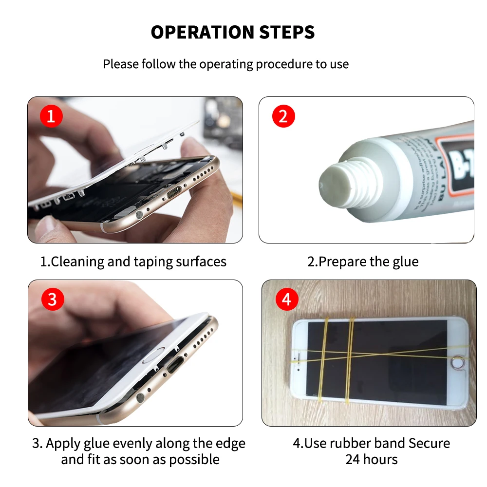 B7000 3ml Glas Kunststoff Universal DIY Kleber B-7000 klaren Kontakt Telefon Reparatur Kleber 21 Stück