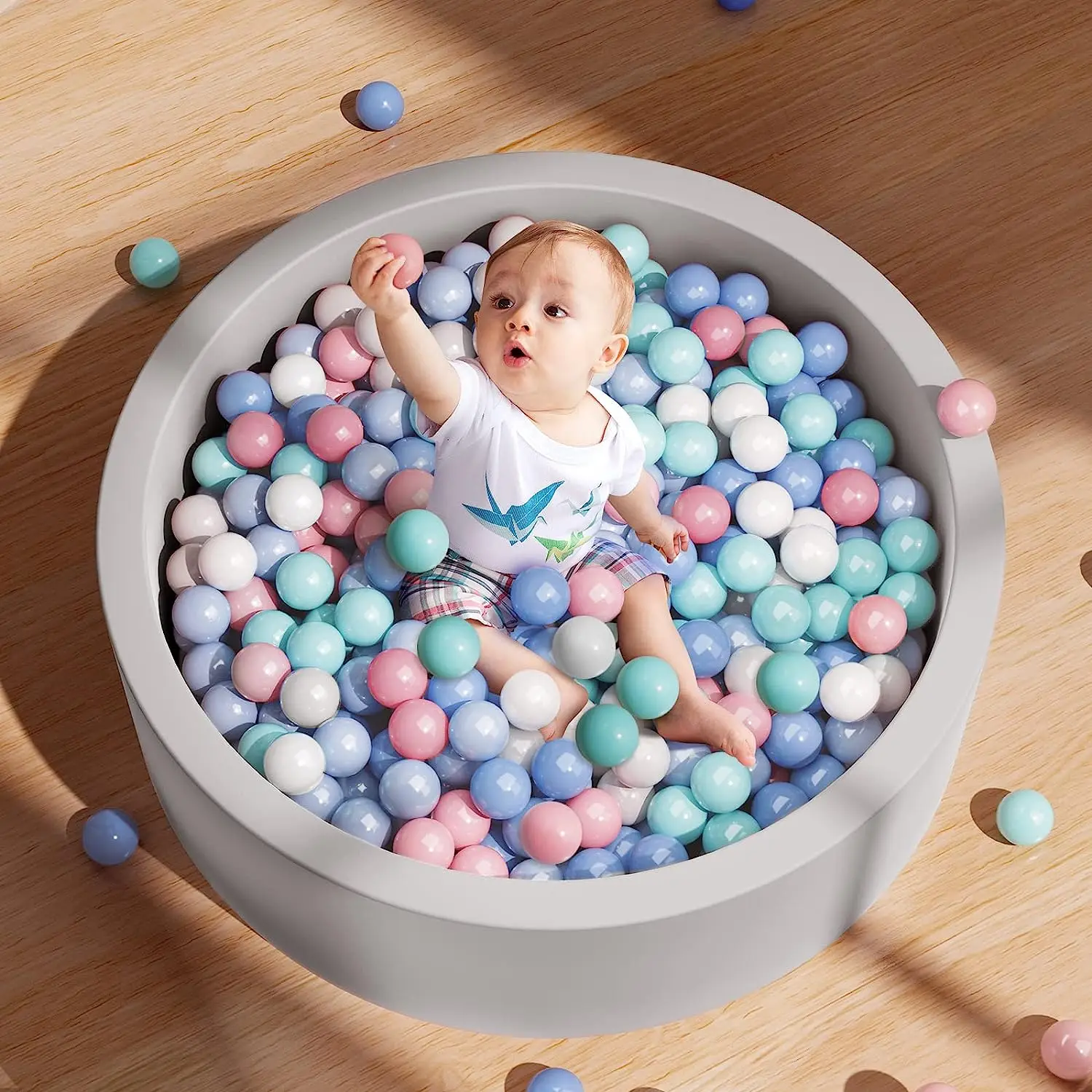 Memory Foam Ball Pit for Children Coral Fleece Toddler Soft Round Ball Pool Comfort Safety Baby Ball Pit NOTinclude Balls 6