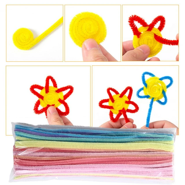 Kids Pastel Stem Sticks Cleaners Flexible Toys Macaron Pipe Crafts 50/100pcs