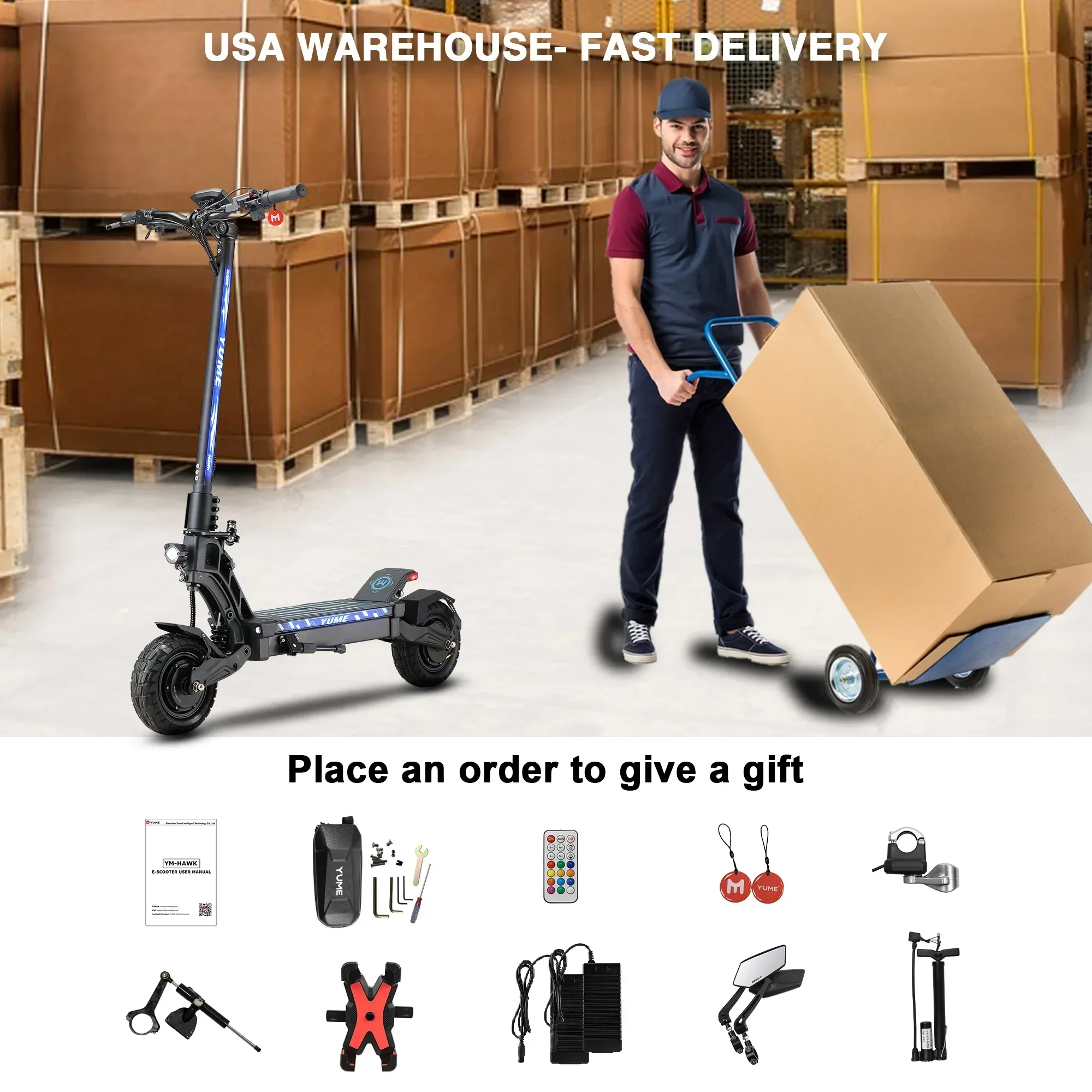 Hawk2400W Dual Motor Electric Scooter Max Speed 70KM/H Max Range 70km NFC Card Unlock Thumb Throttle 60V-22.5AH