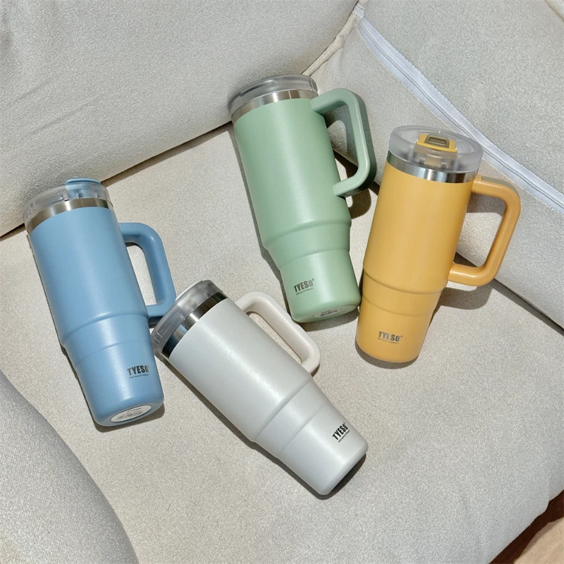 Stainless Steel Insulated Coffee Cup with Handle for Outdoor Use