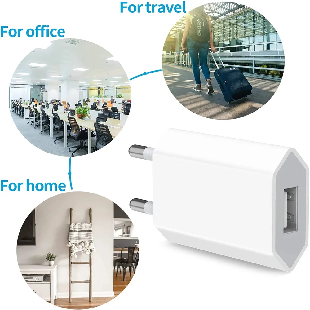 1-5Pcs Mini 5V 1A EU Plug USB Wall Charger For iPhone 15 14 Pro Samsung Xiaomi Redmi Huawei Google LG Phone Power Adapter